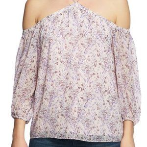1.State Off the Shoulder Floral Chiffon Blouse, XS
